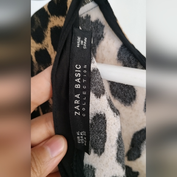 Zara Ruffled Print Leopard Print Top - Picture 3 of 11